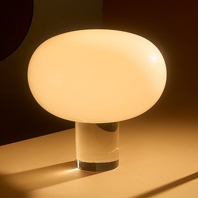 Callisto 11" White Glossy Glass Integrated LED Table Lamp with Dimmable Knob