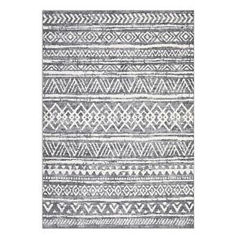 Washable Boho Rug - Stain Resistant Non-Slip Low Pile Blue Green Carpet for Living Room, Bedroom