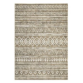 Washable Boho Rug - Stain Resistant Non-Slip Low Pile Blue Green Carpet for Living Room, Bedroom