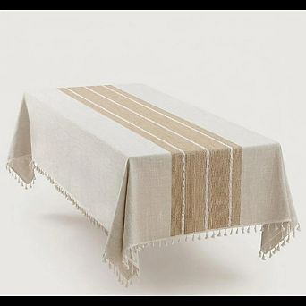 Waterproof Linen-Cotton Rectangle Tablecloth Heavyweight Boho Cover