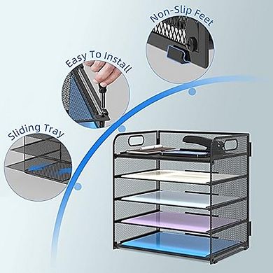 5 Tier Mesh Desk Organizer Paper Tray for Office Home School