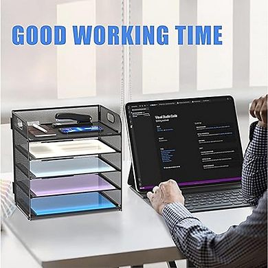 5 Tier Mesh Desk Organizer Paper Tray for Office Home School