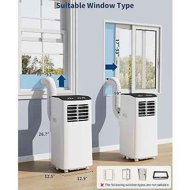 Home Air Conditioner and Cooling Unit with Dehumidifier and Window Installation Kit