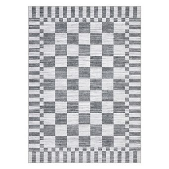 Garvee Checkerboard Area Rug Machine Washable Low Pile Non Slip Indoor Rug for Living Room Bedroom