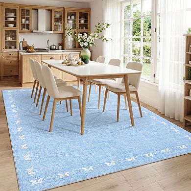 Garvee Solid Color Area Rug Machine Washable Low Pile Non Slip Foldable Rug for Living Room Bedroom