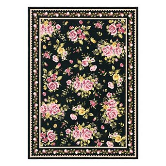 Garvee Modern Floral Area Rug for Living Room Washable Low Pile Non Slip Rug for Kitchen Hallway
