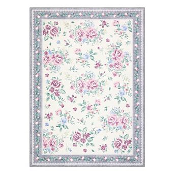 Garvee Modern Floral Area Rug for Living Room Washable Low Pile Non Slip Rug for Kitchen Hallway