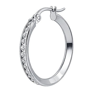 Aleure Precioso Channel Set Cubic Zirconia Hoop Earrings