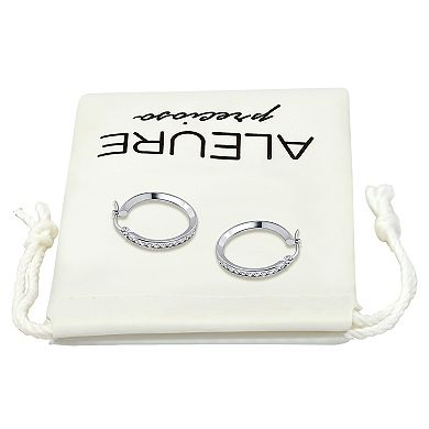 Aleure Precioso Channel Set Cubic Zirconia Hoop Earrings