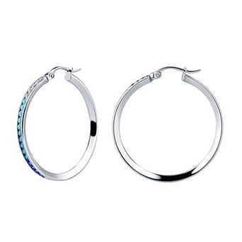 Aleure Precioso Sterling Silver Channel Set Cubic Zirconia Click-Top Hoop Earrings