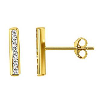 Aleure Precioso Cubic Zirconia Bar Stud Earrings