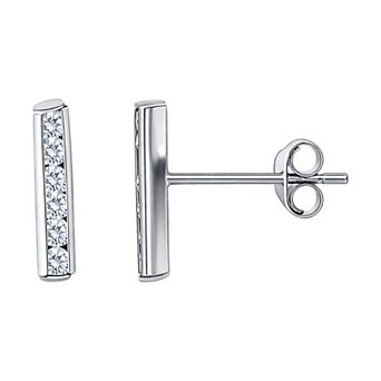 Aleure Precioso Cubic Zirconia Bar Stud Earrings