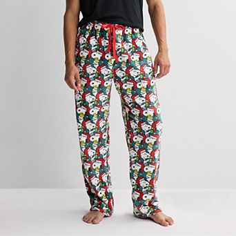Men's Peanuts Santa Snoopy & Woodstock Pileup Pajama Pants