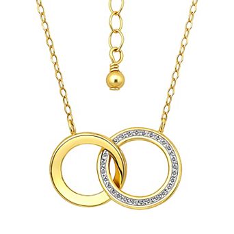 Aleure Precioso Sterling Silver Cubic Zirconia Interlocking Circles Pendant Necklace