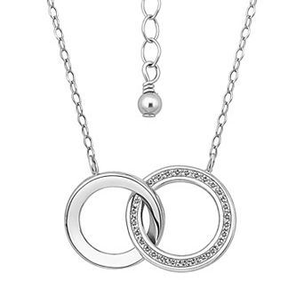 Aleure Precioso Sterling Silver Cubic Zirconia Interlocking Circles Pendant Necklace