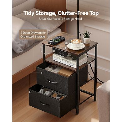 VEVOR Floor Lamp with Table, 2-Tier End Table with 2 Drawers and 3 Color Temperature Lighting