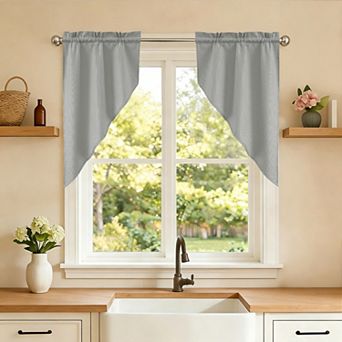 Sweet Home Opaque Ripcord 2-Pack Kitchen Window Curtain Swag Panels