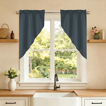 Sweet Home Opaque Ripcord 2-Pack Kitchen Window Curtain Swag Panels