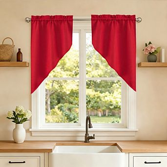 Sweet Home Opaque Ripcord 2-Pack Kitchen Window Curtain Swag Panels