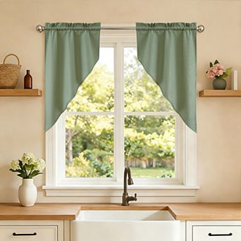 Sweet Home Opaque Ripcord 2-Pack Kitchen Window Curtain Swag Panels