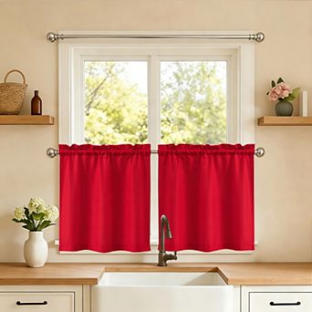 Sweet Home Opaque Ripcord 2-Pack Kitchen Window Curtain Tier Panels