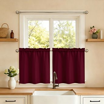 Sweet Home Opaque Ripcord 2-Pack Kitchen Window Curtain Tier Panels
