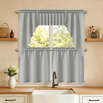 Sweet Home Opaque Ripcord Kitchen Window Curtain 5 pc Set