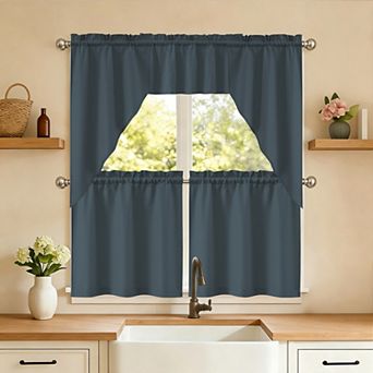 Sweet Home Opaque Ripcord Kitchen Window Curtain 5 pc Set