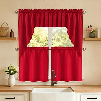 Sweet Home Opaque Ripcord Kitchen Window Curtain 5 pc Set