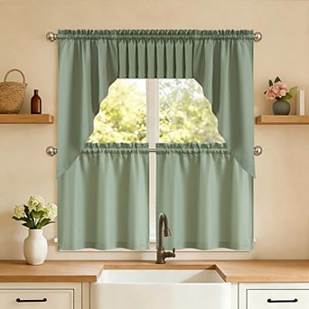 Sweet Home Opaque Ripcord Kitchen Window Curtain 5 pc Set