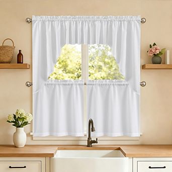 Sweet Home Opaque Ripcord Kitchen Window Curtain 5 pc Set