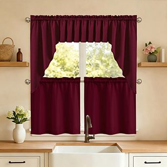 Sweet Home Opaque Ripcord Kitchen Window Curtain 5 pc Set