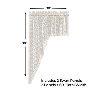 Sweet Home Priscilla Lace 2-Pack Window Curtain Swag Panels