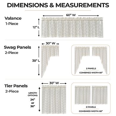 Sweet Home Priscilla Lace Window Curtain 5-Piece Set