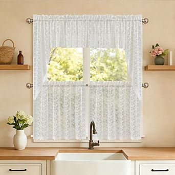 Sweet Home Priscilla Lace Window Curtain 5 pc Set
