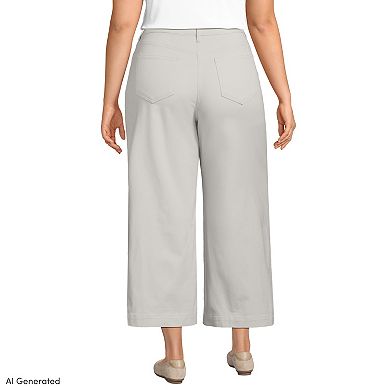 Plus Size Lands' End Knockabout Chino High Rise Wide Leg Crop Pants