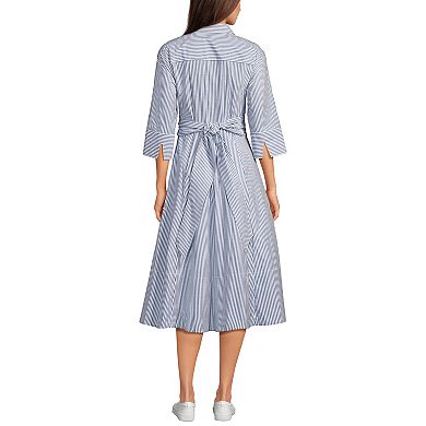 Petite Lands' End Poplin Midi Wrap Front Dress