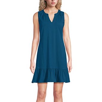 Petite Lands' End Sleeveless Notch Neck Flounce Dress