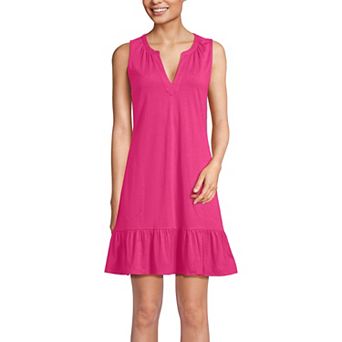 Petite Lands' End Sleeveless Notch Neck Flounce Dress
