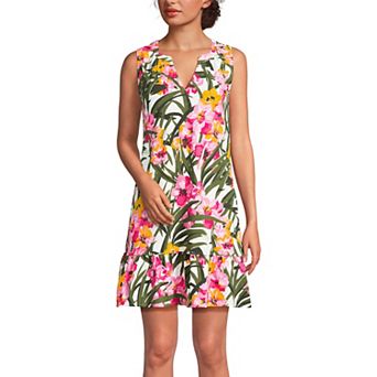 Petite Lands' End Sleeveless Notch Neck Flounce Dress