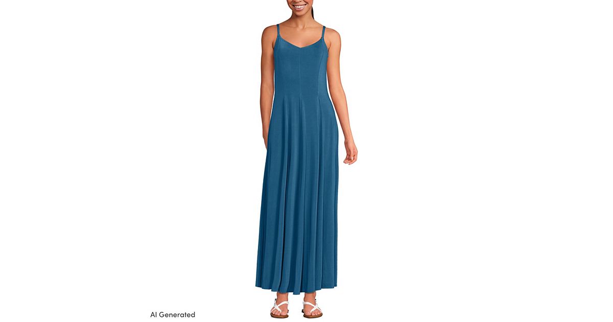 women's lands' end v-neck wrap midi dress baltic teal Long Womens Summer Dresses, Clothing Long sleeves offer coverage Size:Us 6 Price_$100 to $200 30 Transitional Wedding Guest