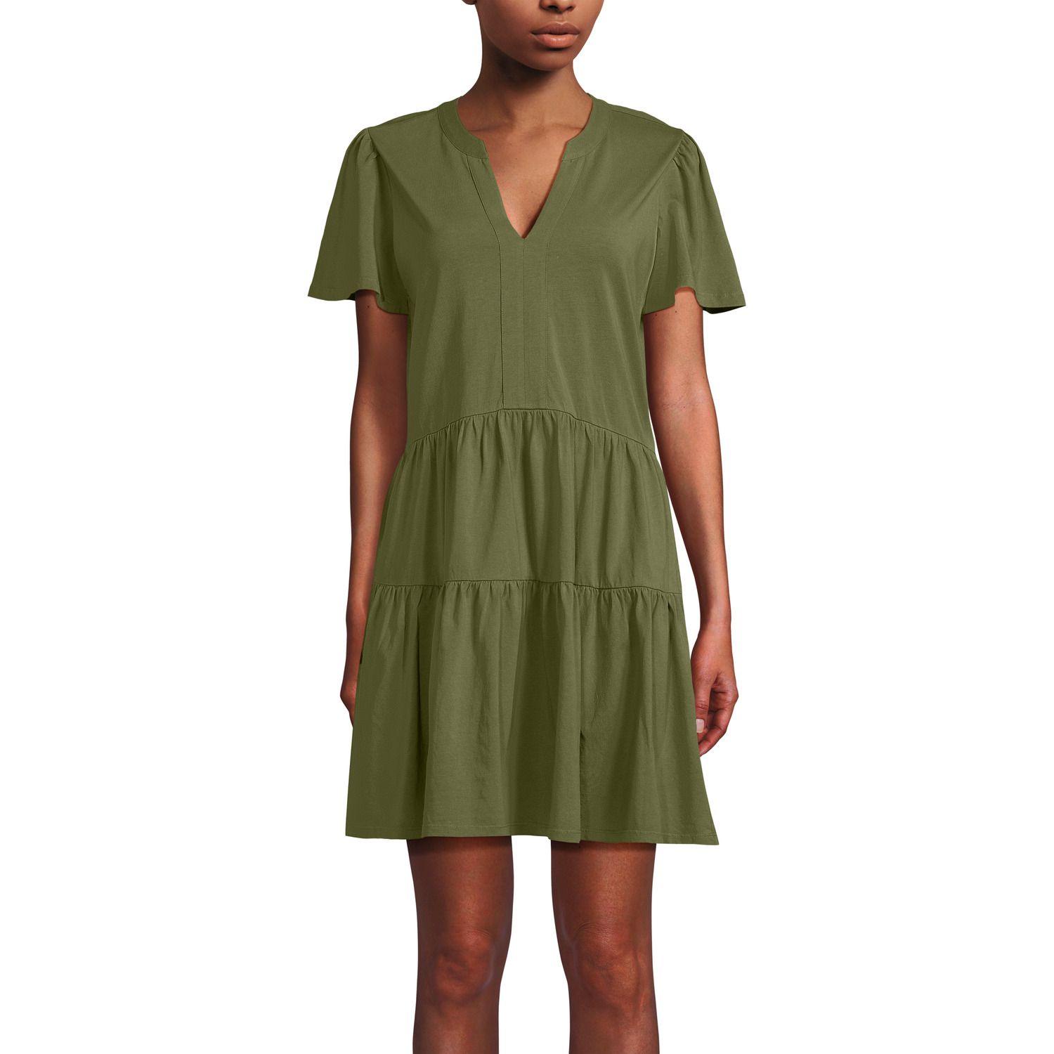 Женские платья Lands' End Petite Lands' End Jersey Tiered Mini Dress