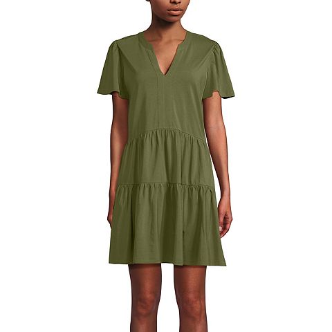 Женские платья Lands' End Petite Lands' End Jersey Tiered Mini Dress