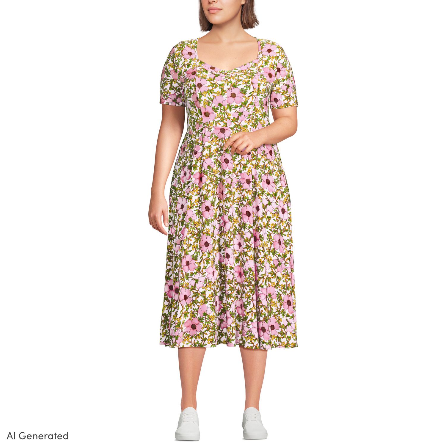 Женские платья Lands' End Plus Size Lands' End Silky Knit Sweetheart Midi Dress