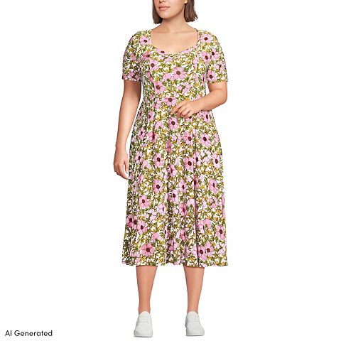 Женские платья Lands' End Plus Size Lands' End Silky Knit Sweetheart Midi Dress