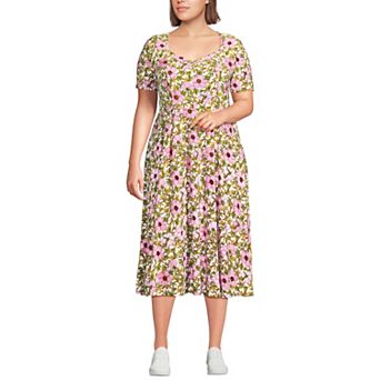 Plus Size Lands' End Silky Knit Sweetheart Midi Dress
