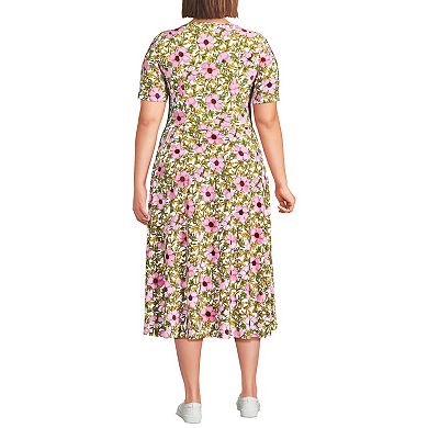 Plus Size Lands' End Silky Knit Sweetheart Midi Dress