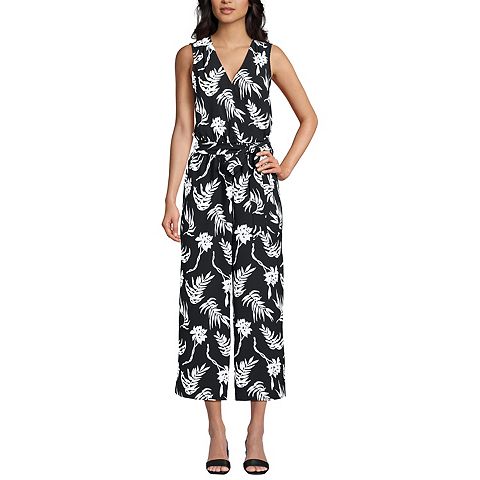 Женские комбинезоны Lands' End Sleeveless Smocked Waist Wrap Jumpsuit