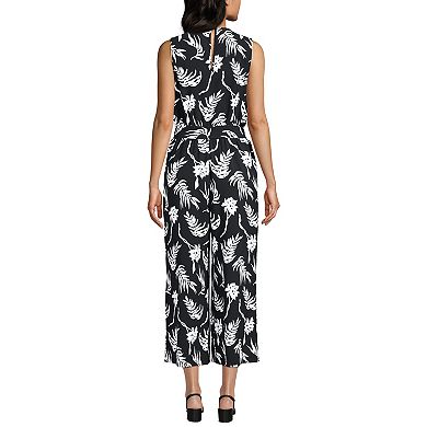 Women's Lands' End Sleeveless Smocked Waist Wrap Jumpsuit