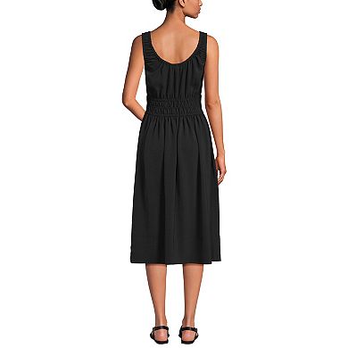 Women's Lands' End U-Neck Smocked Midi Dress